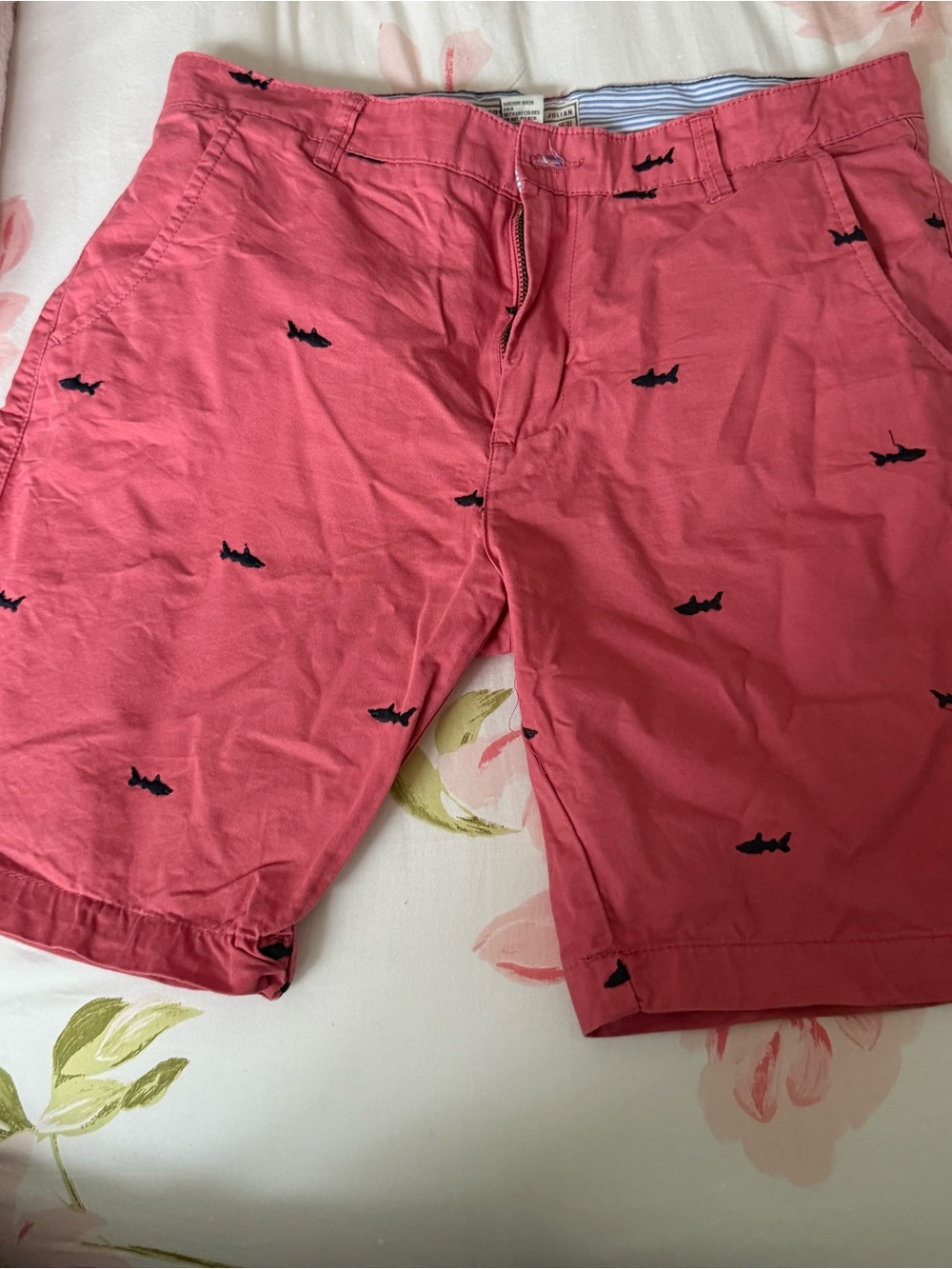 Alexander Julian Coral Pink Shorts with Navy Trim